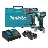 Makita Tools - 2 Piece Brushless Combo Kit - DHP487Z DTD157Z 2 x BL1830B DC18SD & Carry Case | DLX2414S